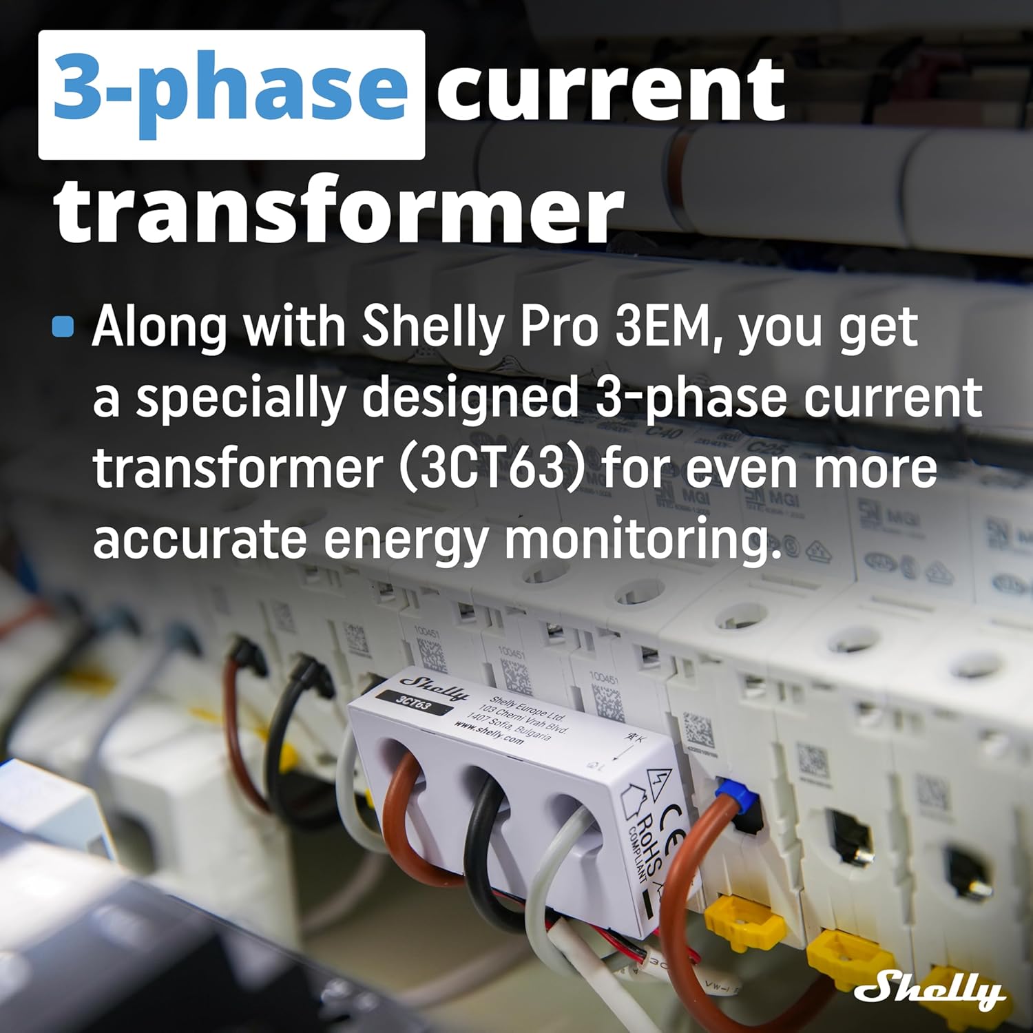Shelly Pro 3EM 3CT 63 | Wi-Fi & LAN 3-Phase Professional Smart Energy Meter | DIN Rail | Home Automation | Compatible with Alexa & Google Home | iOS Android App | No Hub | Photovoltaic Ready