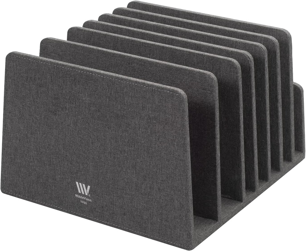 MobileVision Executive Dark Gray Device Organizer for Smartphones, Tablets and Laptops, 7 Slots with Extra Wide Slots for Laptops