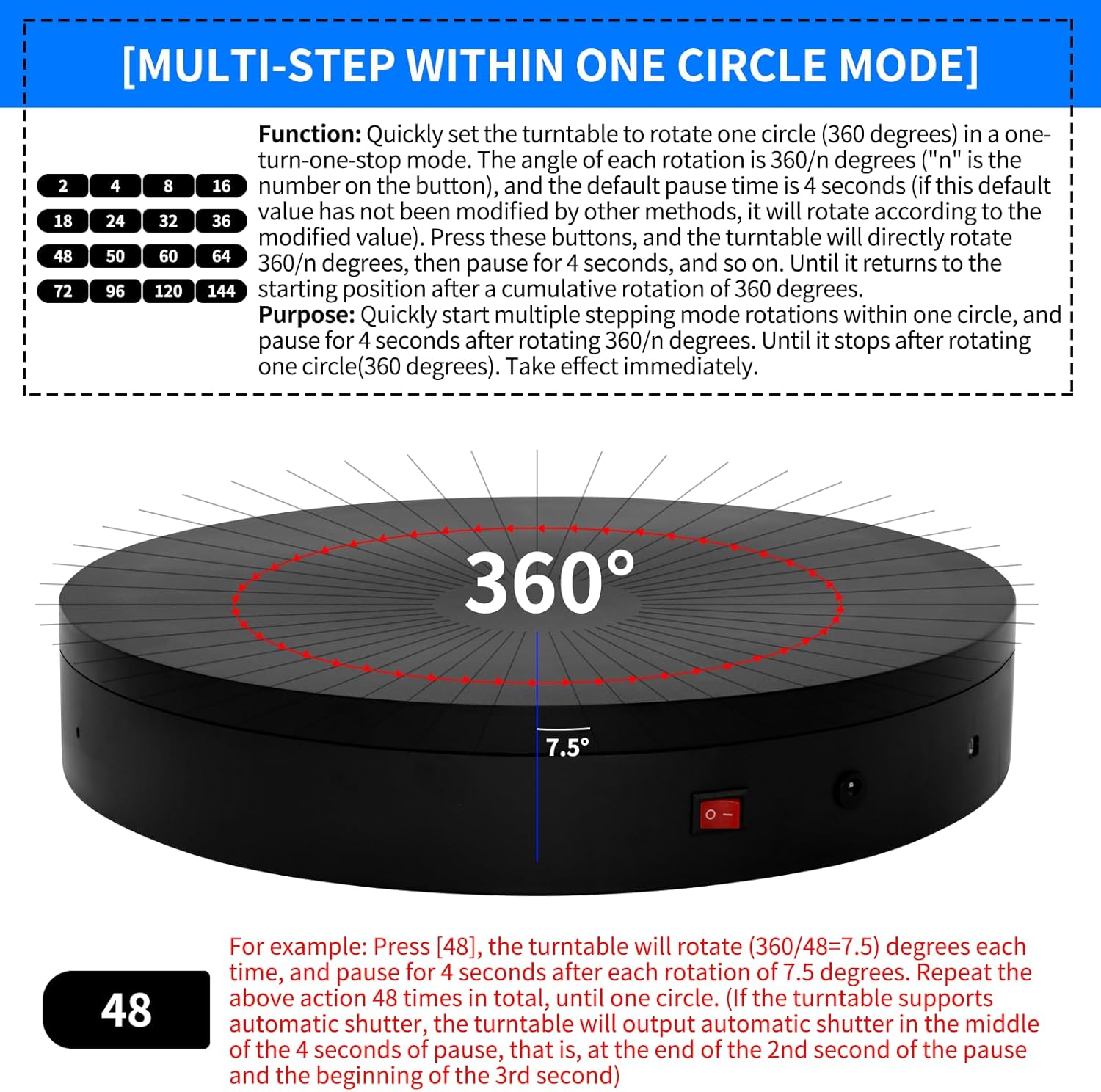 Programmable Motorized Electric Turntable Command-Controlled Rotating Platform Photography Turntable Secondary Development Motorized Electric Lazy Susan for 3D Scaner or Display with USB/Wi-Fi