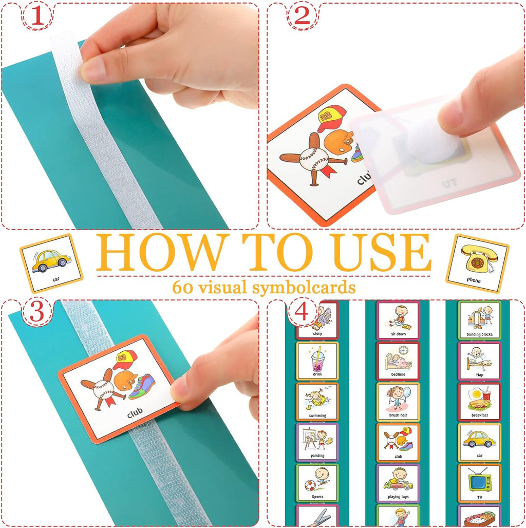 Geyee 60 Pcs Visual Schedule Cards Daily Routine Chart Visual Planner Cards Bulk for Autism Learning Materials Asperger's ADHD Home Education Behavioral Tool(Royal Blue)