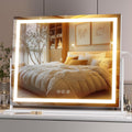 Hasipu Vanity Mirror with Lights, 23.6" x 18.1" LED Makeup Mirror, Light up Mirror with Smart Touch 3 Colors Dimmable, Brightness Adjustment, 360° Rotation (White)