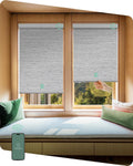 Yoolax Motorized Shades Dual Control, MotionFlex Motorized Roller Shades with App & Manual Control, Pull Down Automatic Shades for Indoor Windows, Custom Size(Blackout Foggy Gray)