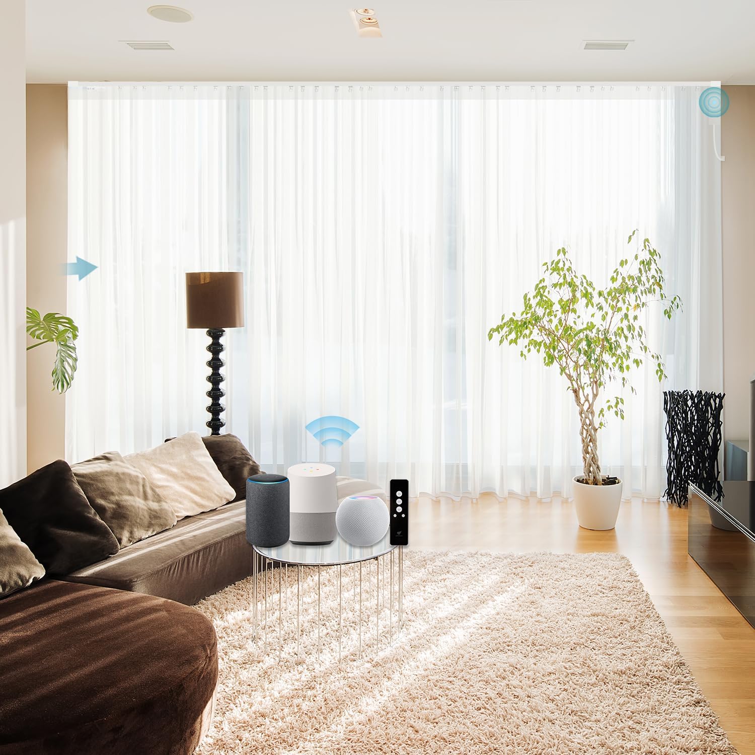 SmartWings Automatic Curtain Opener with Drapery, Motorized Vertical Blinds with Remote, Electric Closet Doors Sliding Panels Compatible with Alexa Google Homekit, Sheer Colorful Radiance