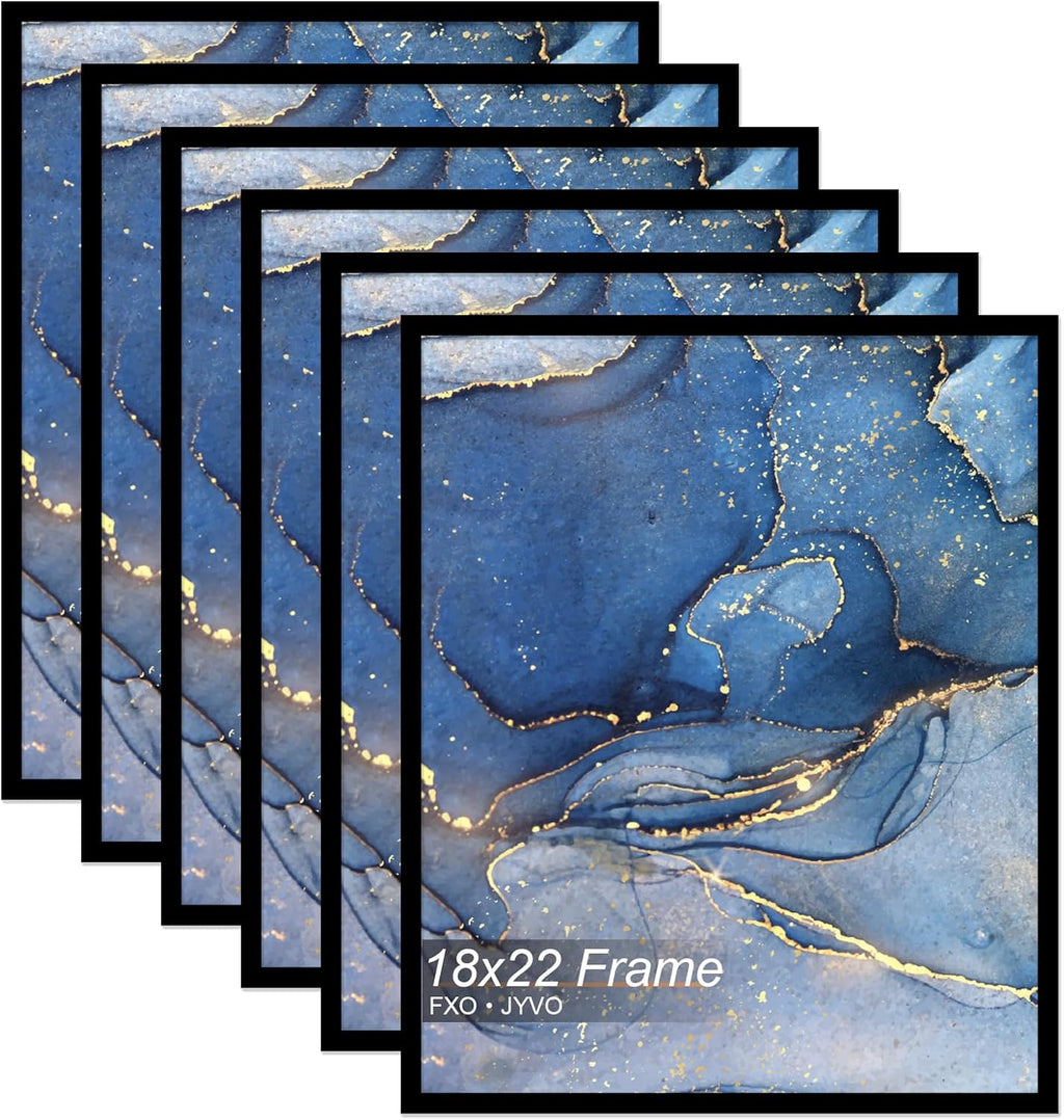 18x22 Picture Frame Set of 6, Black Frame for 18 x 22 Inch Picture Poster Photo, Light Weight and High Transparent 18 by 22 Frame for Wall - 6 Pack/Black/18 x22
