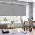 Graywind Motorized Shades 100% Blackout Compatible with Alexa Google WiFi Smart Hardwired Window Shade Remote Control Thermal Insulated Electric Blinds, Customized Size (Light Gray)