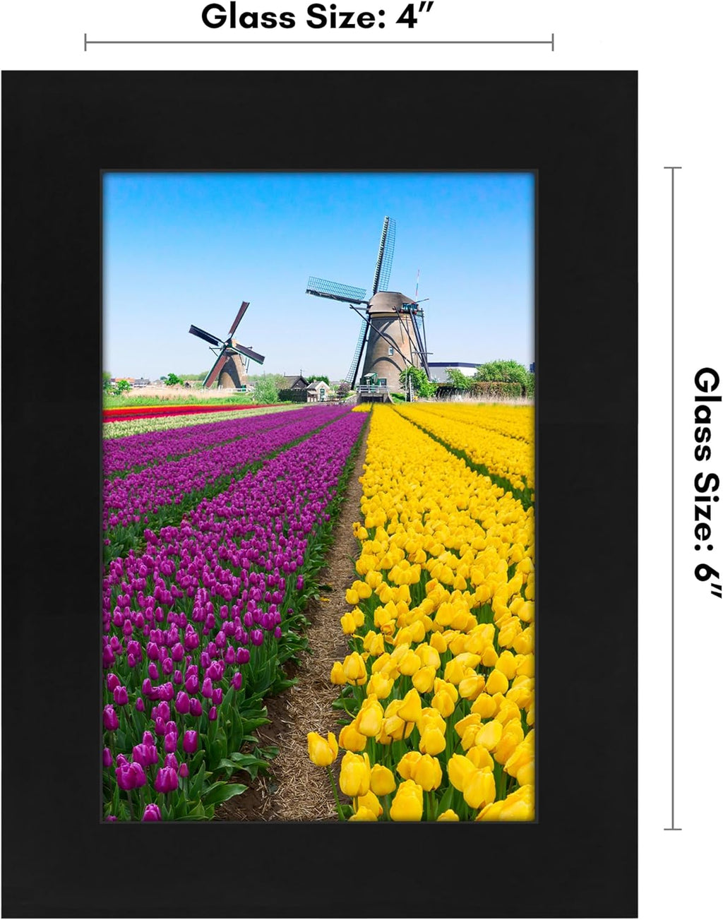 Americanflat 4x6 Picture Frame with Shatter-Resistant Glass - Signature Collection - Gallery-Style Frames Made of Engineered Wood - Photo Frame for Tabletop and Wall Display - Black