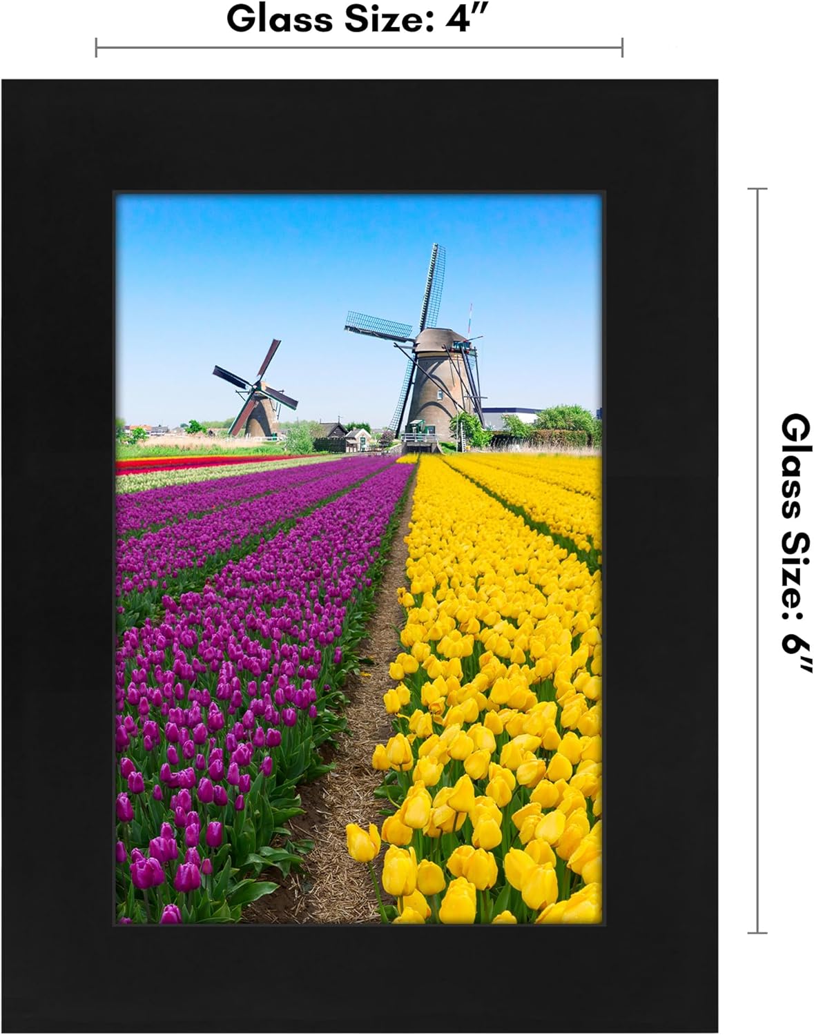 Americanflat 4x6 Picture Frame with Shatter-Resistant Glass - Signature Collection - Gallery-Style Frames Made of Engineered Wood - Photo Frame for Tabletop and Wall Display - Black