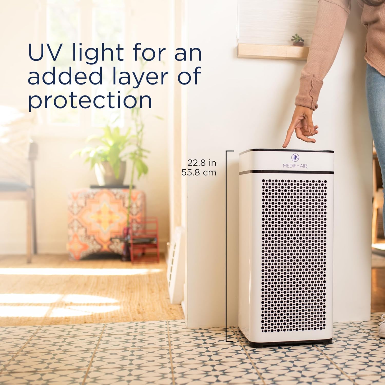 Medify MA-40 UV Light Air Purifier with True HEPA H14 Filter | 1,793 ft² Coverage in 1hr for Wildfires Smoke, Odors, Pollen, Pets | Removal to 0.1 Microns | White, 2-Pack