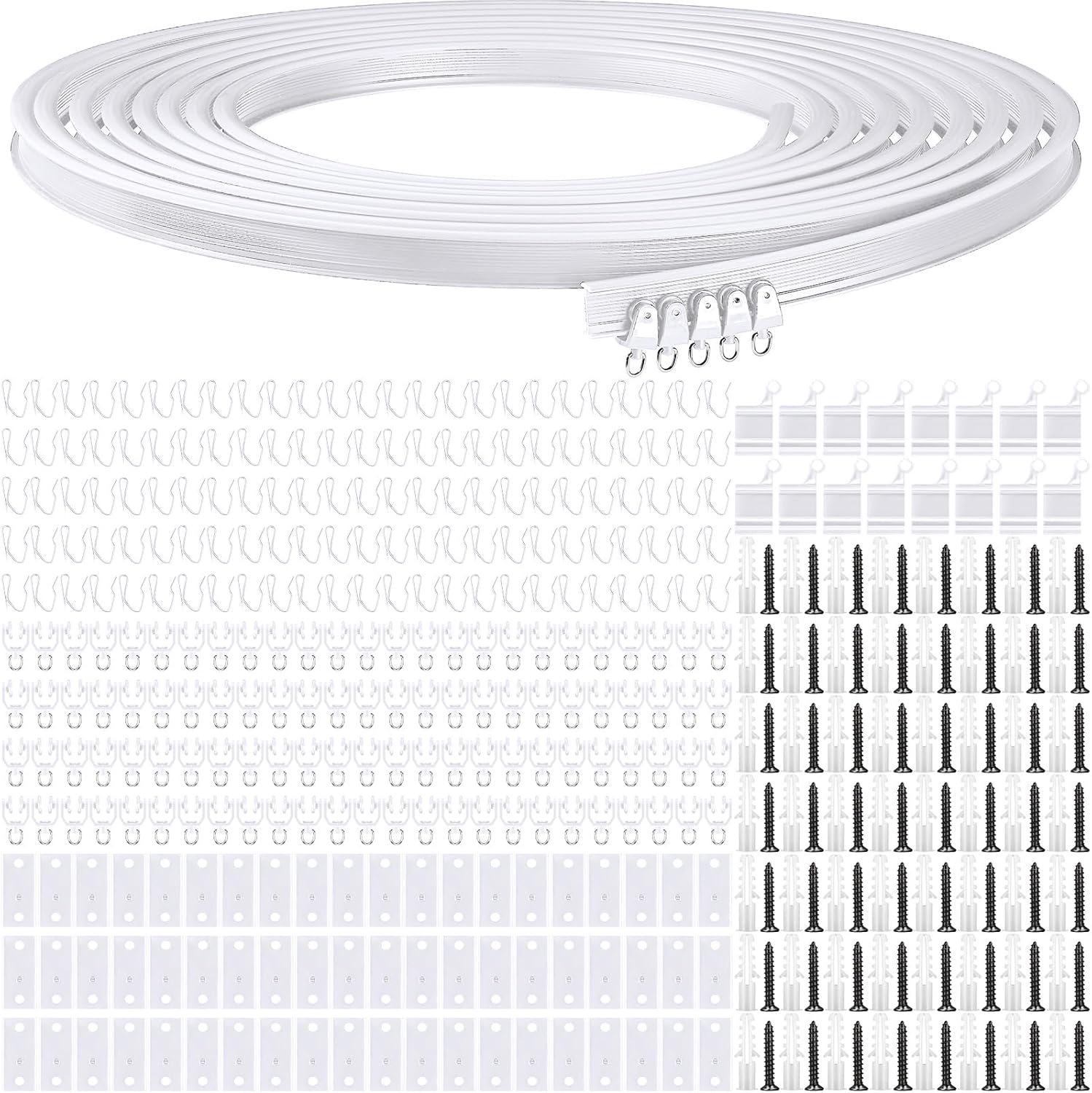 Jetec Curtain Tracks Ceiling Flexible Curtain Track Bendable Rail Curved Wall Mounted for Living Room Bedroom Divider Rod RV(20 Meter/ 65.6 Feet,White)