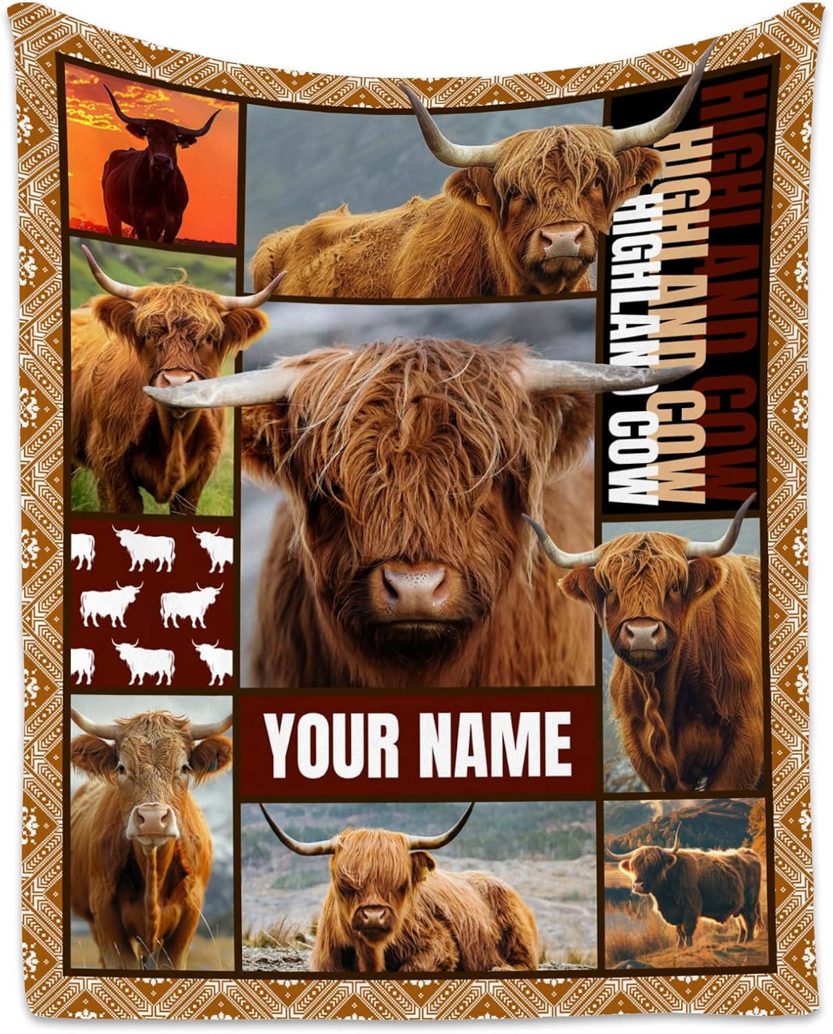 Personalized Blanket for Women Girls, Custom Highland Cow Gifts for Adults - 60"x80" Kids Throw for Bed Living Room - Soft, Fuzzy & Cozy - Wildlife Home Decor Gift Ideal