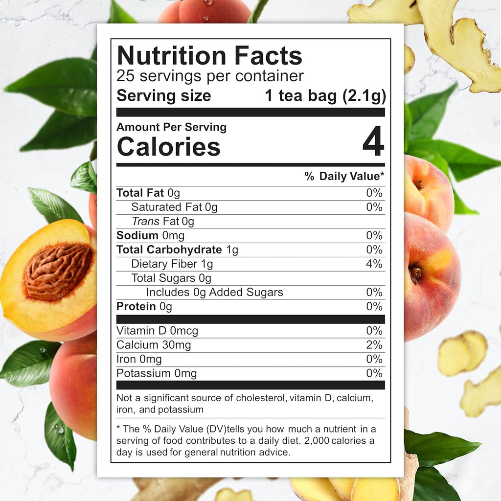 Total Tea SIimming Detox Tea Caffeine Free - 25 Day Detox - Weight l0ss for women with Chamomile, Hibiscus Tea & Ginger Root for Colon Cleanse – Natural Herbal Ginger & Peach Fruit Tea for Digestive Health