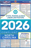 North Carolina 2026 Labor Law Poster – State & Federal Employment Compliance – OSHA, EEOC, FMLA, Minimum Wage– Premium Paper Workplace Poster – Folded & Unlaminated – Envelope Packed – 26” x 39.5”
