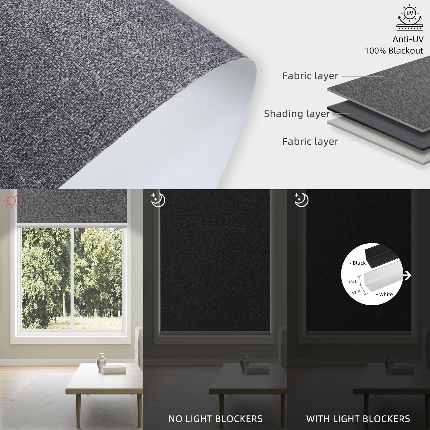SmartWings Motorized 100% Blackout Shades Blinds, Custom Size, Cordless Window Shades Rechargeable Battery, Work with Matter/Apple HomeKit, Alexa, Thread/Zigbee, Remote Optional, Eclipse Anchor Grey