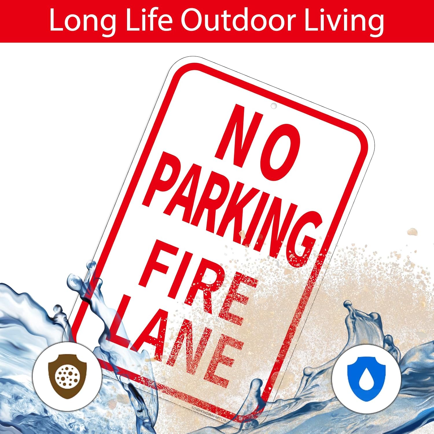 4 Pack Fire Lane No Parking Signs -12" x 18" Aluminum No Parking Fire Lane Sign for Business, With Reflective Overlay, Rust Free, Weather Resistant- Easy to install