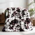 Cow Print Heating Throw Blankets Luxurious Western Soft Bubble Faux Rabbit Fur 8 Heat Settings Overheat Protection Quick Heating Electric Heated Blanket 50"x60"(Brown)