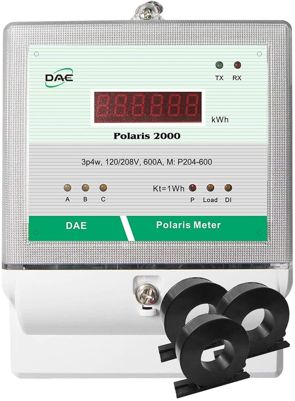 DAE P204-600-S KIT, UL kWh Smart Submeter, 3 Phase, 600A, 120/208v, 3 Solid Core CTs (Inner Dia 1.38")