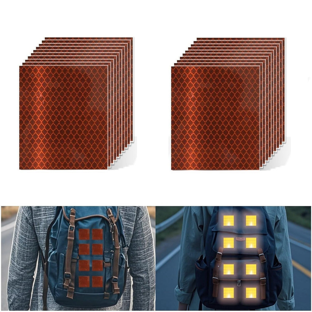 Non Fading Brown Reflective Stickers 4 inch X 4 inch, Outdoor Waterproof High Visibility Warning Safety Adhesive Reflector Tape (20 Pcs)