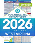 2026 West Virginia Labor Law Poster – State & Federal Compliance in Spanish – OSHA, EEOC, FMLA, Minimum Wage – Durable, Laminated & Waterproof Workplace Employment Poster – Made in USA – 26” x 39.5”