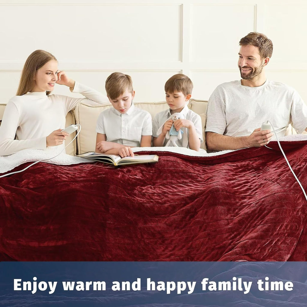 Heated Electric Blanket King Size - 90" x 100" Heating Blanket with Dual Control, 10 Heating Levels & 8 Hours Auto Off, Soft Warm Flannel Blanket, Christmas Birthday Gifts for Senior Grandma