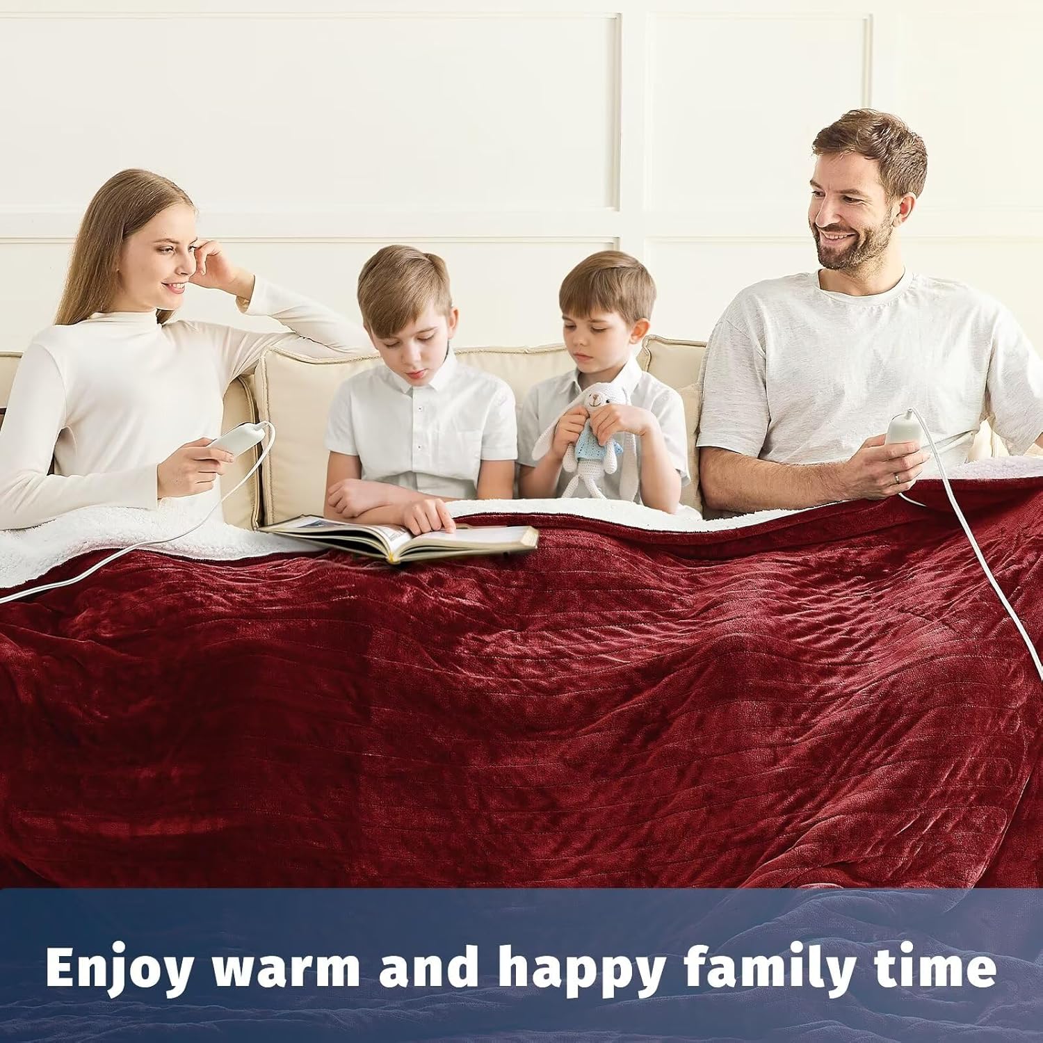 Heated Electric Blanket King Size - 90" x 100" Heating Blanket with Dual Control, 10 Heating Levels & 8 Hours Auto Off, Soft Warm Flannel Blanket, Christmas Birthday Gifts for Senior Grandma