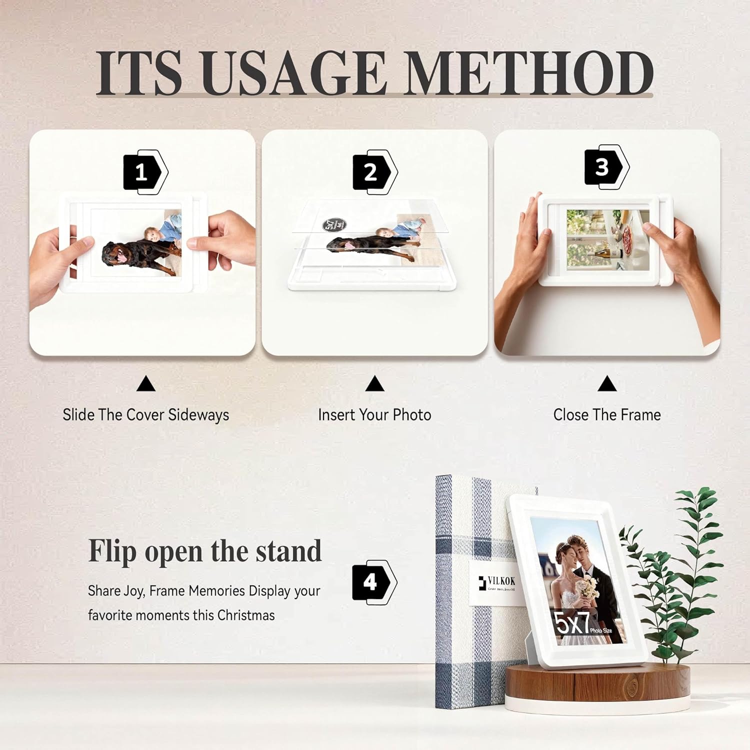 White 5x7 Picture Frame with Acrylic Front 6 Pack, ABS Frame for 5x7 or 4x10 Photos, Shatterproof UV-Resistant Tabletop Photo Frame, Vertical/Horizontal Display for Home Décor