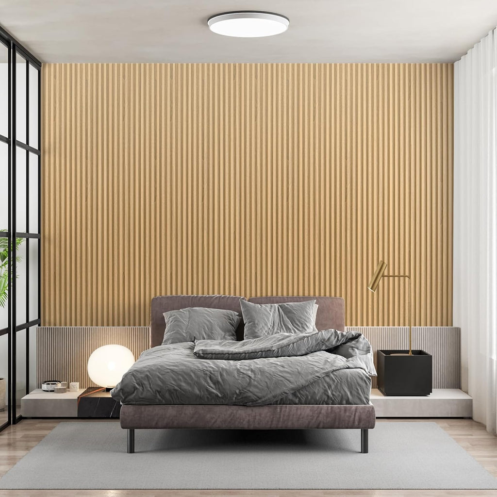Art3dwallpanels Wood Slat Wall Paneling, 104'' x 6.7'' WPC Soundproof 3D Wall Panels for Interior Wall Decor, 8 Pack Fluted Textured Panel Wall Slats, Oak