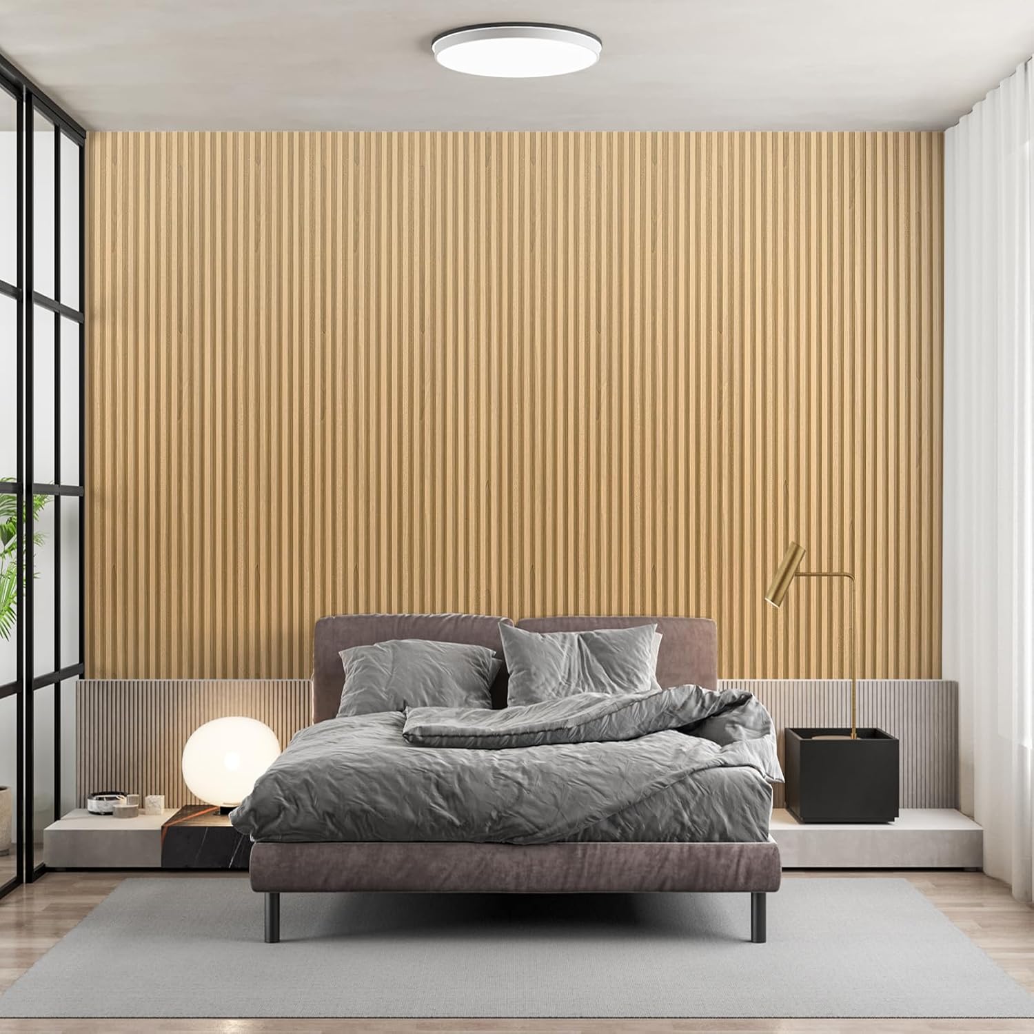 Art3dwallpanels Wood Slat Wall Paneling, 104'' x 6.7'' WPC Soundproof 3D Wall Panels for Interior Wall Decor, 8 Pack Fluted Textured Panel Wall Slats, Oak
