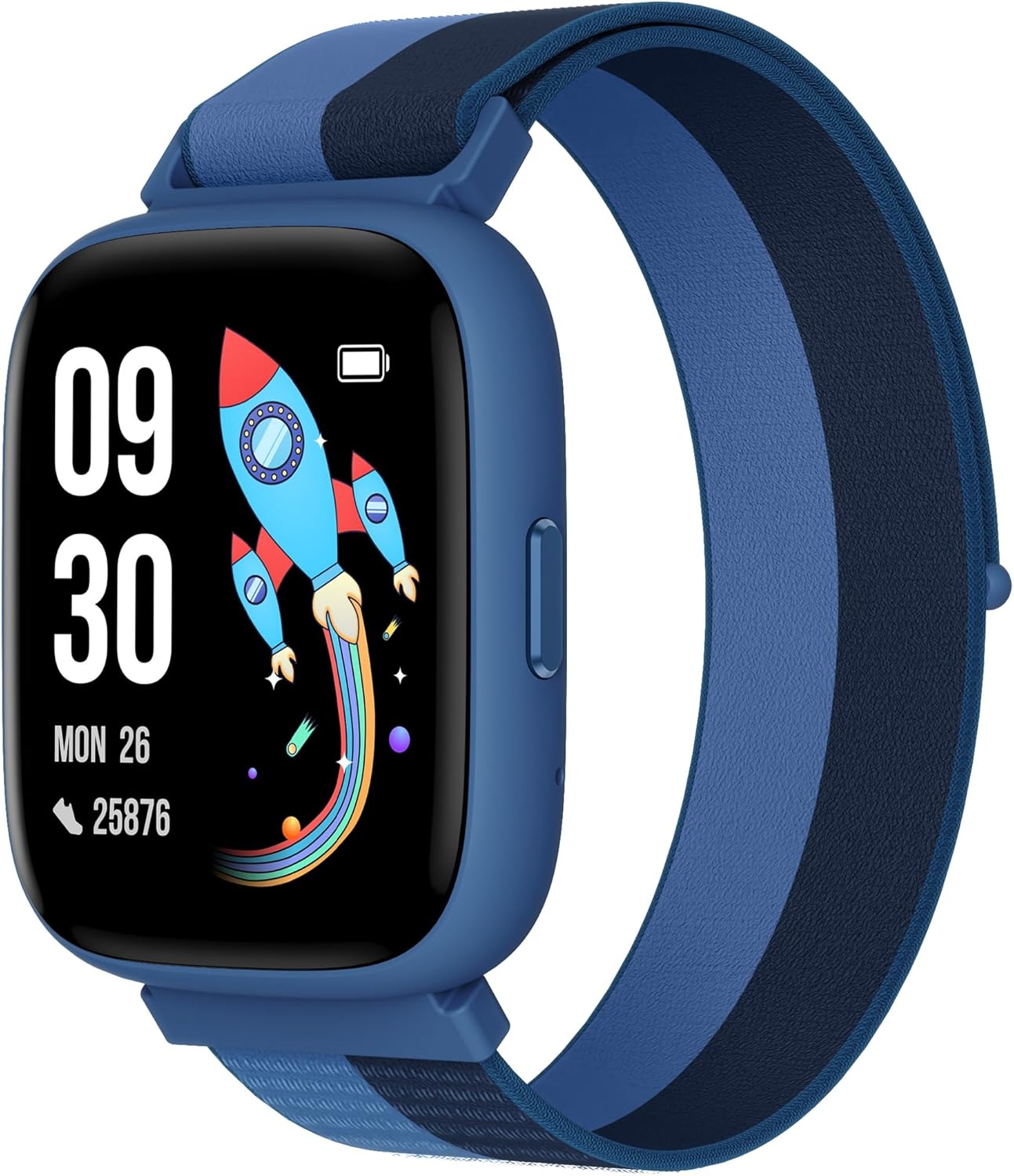 BIGGERFIVE Smart Watch for Kids, 1.8" Fitness Tracker Watch Pedometer, Heart Rate, IP68 Waterproof, Sleep Monitor, Calorie Step Counter, Puzzle Game with/Without APP for Girls Boys Teens 5-16, Nylon
