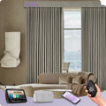 Graywind Hardwired Smart Curtains Compatible with Alexa Google Remote Control Motorized Drape for Sliding Door One-Way or Split Draw, Custom Width to 220" (Cloud Series)
