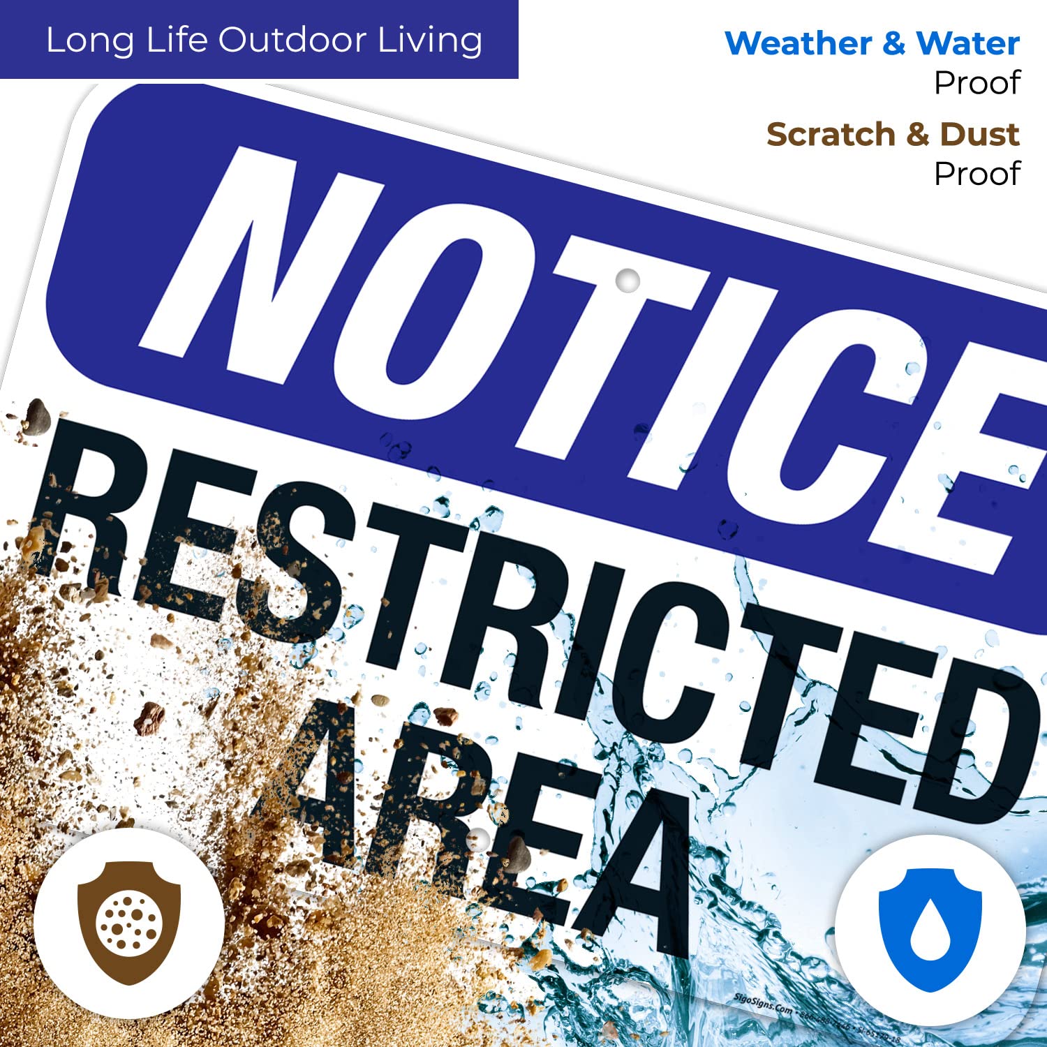 Notice Restricted Area Sign, 12x18 Inches, Rust Free .063 Aluminum, Fade Resistant, Made in USA