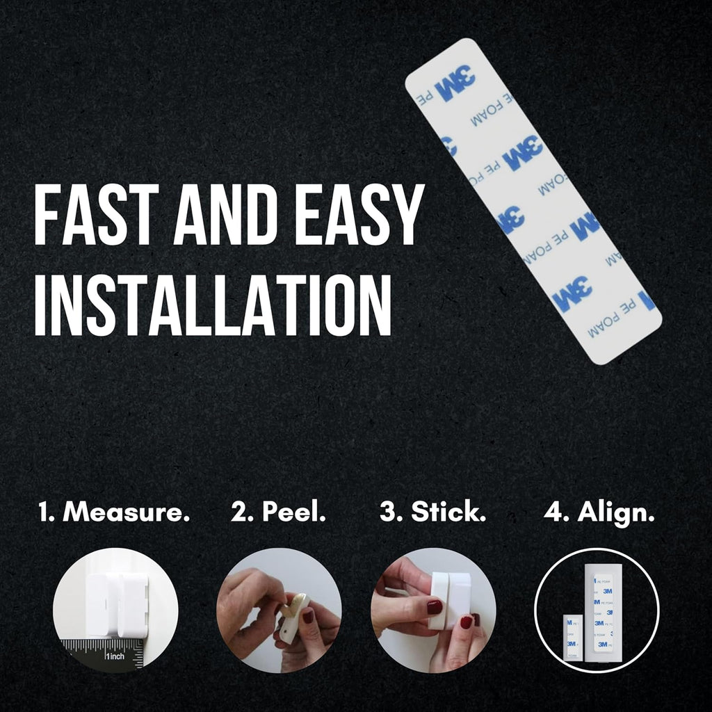 Contact Sensor Adhesive - Compatible with EUFY Sensor | Mounting Tape Replacement Pads | Works with Door, Window, Wall Alarm Sensors | Easy Mount, No Cutting, Peel and Stick (10 Pack Magnet Side)
