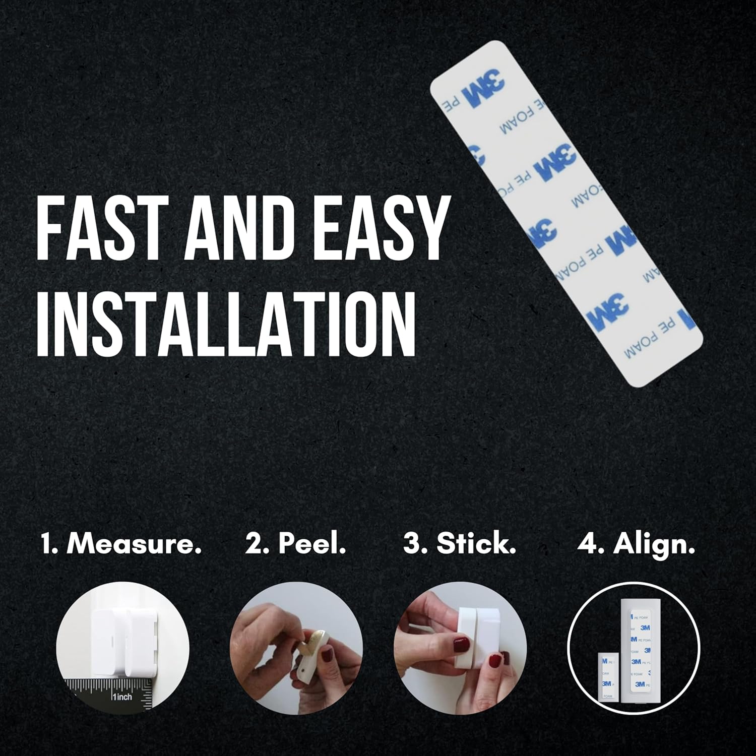 Contact Sensor Adhesive - Compatible with EUFY Sensor | Mounting Tape Replacement Pads | Works with Door, Window, Wall Alarm Sensors | Easy Mount, No Cutting, Peel and Stick (10 Pack Magnet Side)