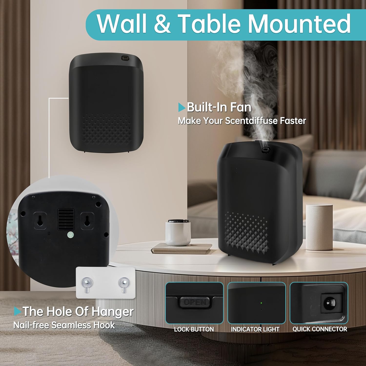 WiFi Smart Scent Air Machine for Home, App Control Waterless Essential Oil Diffuser, 1500 Sq.Ft Cold Air Diffusion System, 400ml Hotel Collection Diffuser for Large Room, Office (Black)