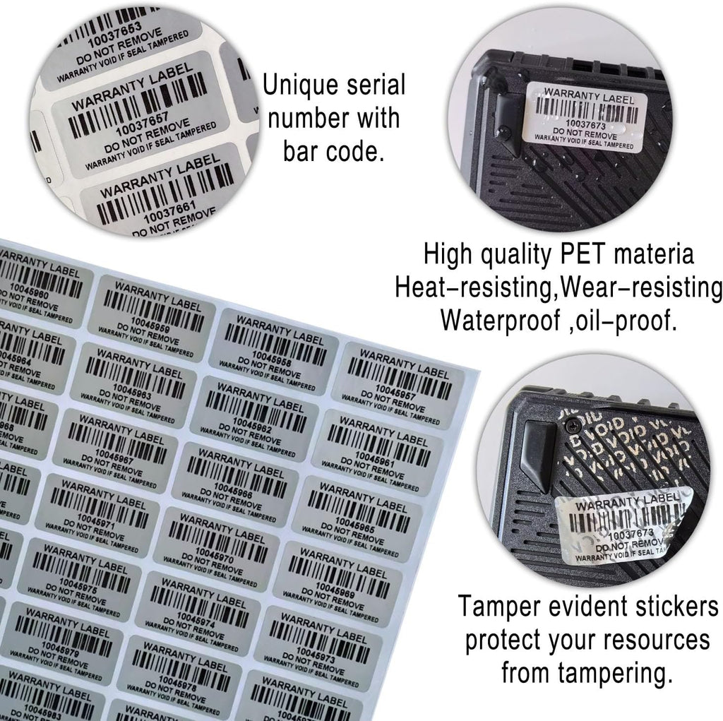 Tamper Evident Proof Barcode Stickers with Individual Serial Number Security Warranty Void Sticker,Sealing Label for Package(150pcs 1.6x0.8 inches,Matte Silver)
