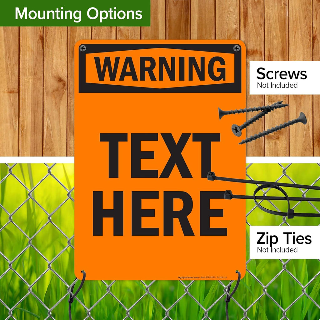 Custom warning Sign, OSHA Sign, 10x14 Inches, 55 mil thick HDPE (high density polyethylene), Made in USA by My Sign Center