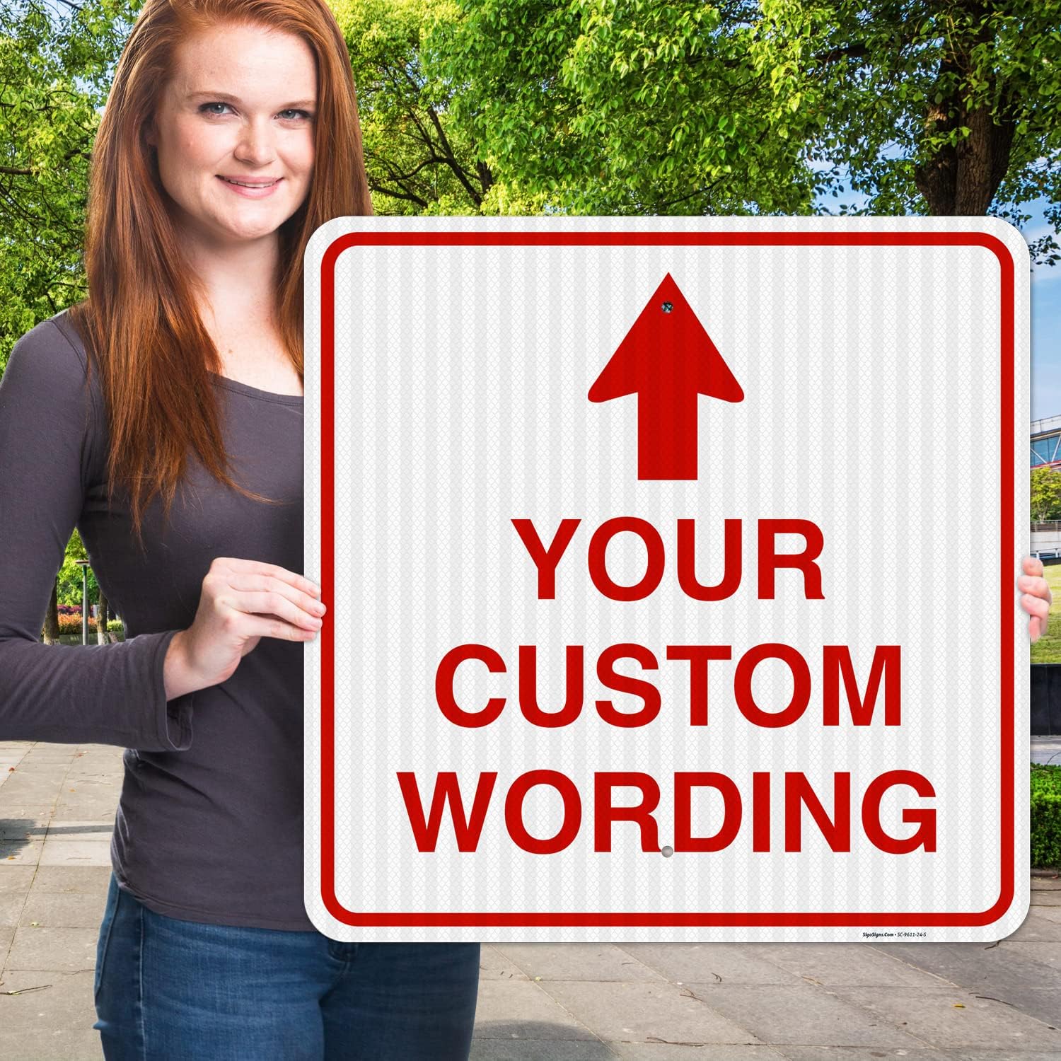 Custom Personalized, With Up Arrow, 24x24 Inches, 3M EGP Reflective.080 Aluminum, Fade Resistant, Made in USA