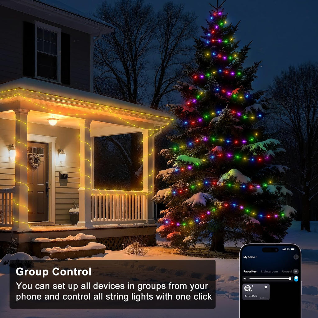 OMIKA 100FT 300 LED Smart Fairy Lights, Plug in String Lights with APP & Remote Control DIY Music Sync, Warm White & Color Changing Christmas Lights for Outdoor Indoor Bedroom Party Dorm Decoration