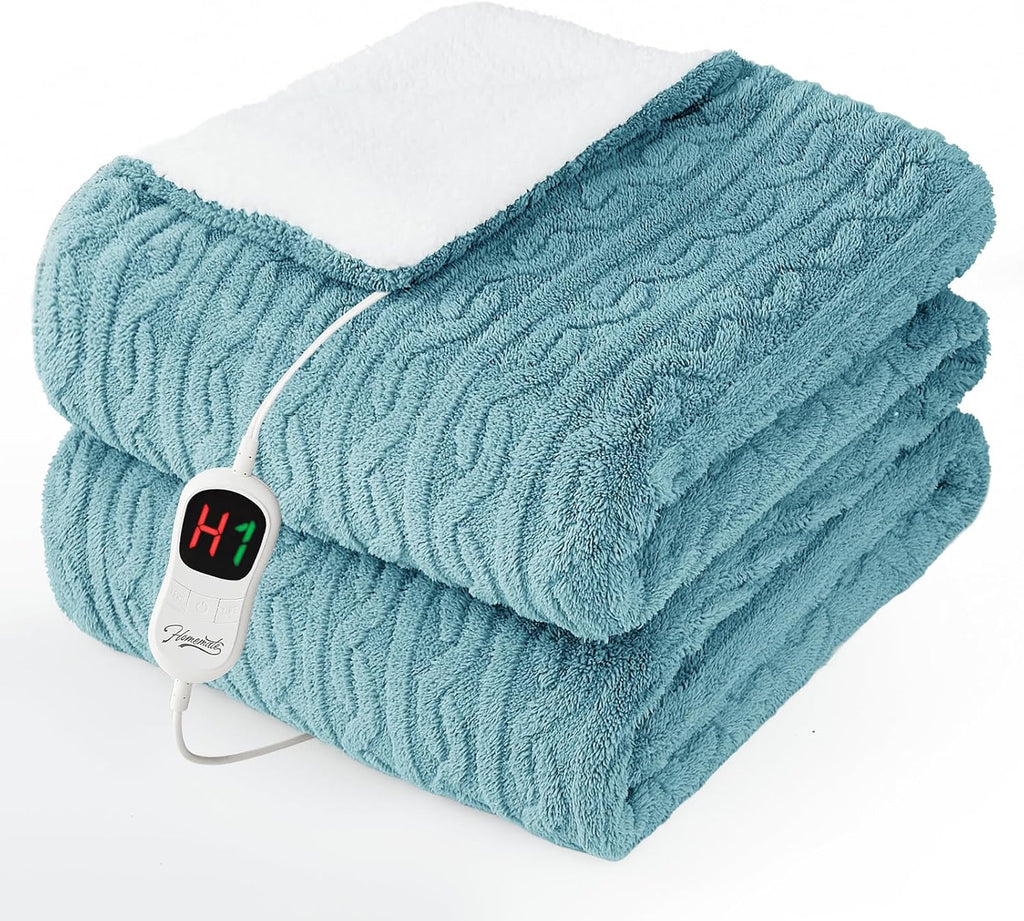 Homemate Electric Heated Blanket Full - 72"x84" Heating Bed Blankets Throw with 10 Heating Levels 8 Hours Auto Off Fast Heating Over-Heated Protection Ultra Soft Warm Flannel ETL Certified