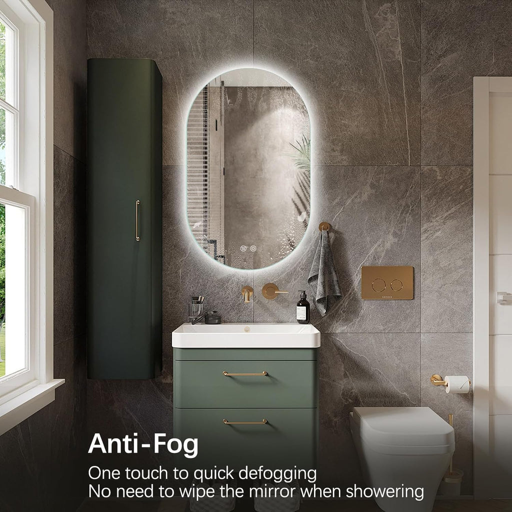 Niccy Oval LED Bathroom Vanity Mirror, 36x22inch Frameless Backlit Mirror with Light, Smart Anti-Fog Waterproof Mirror with Memory Function Dimmable Lighted Mirror