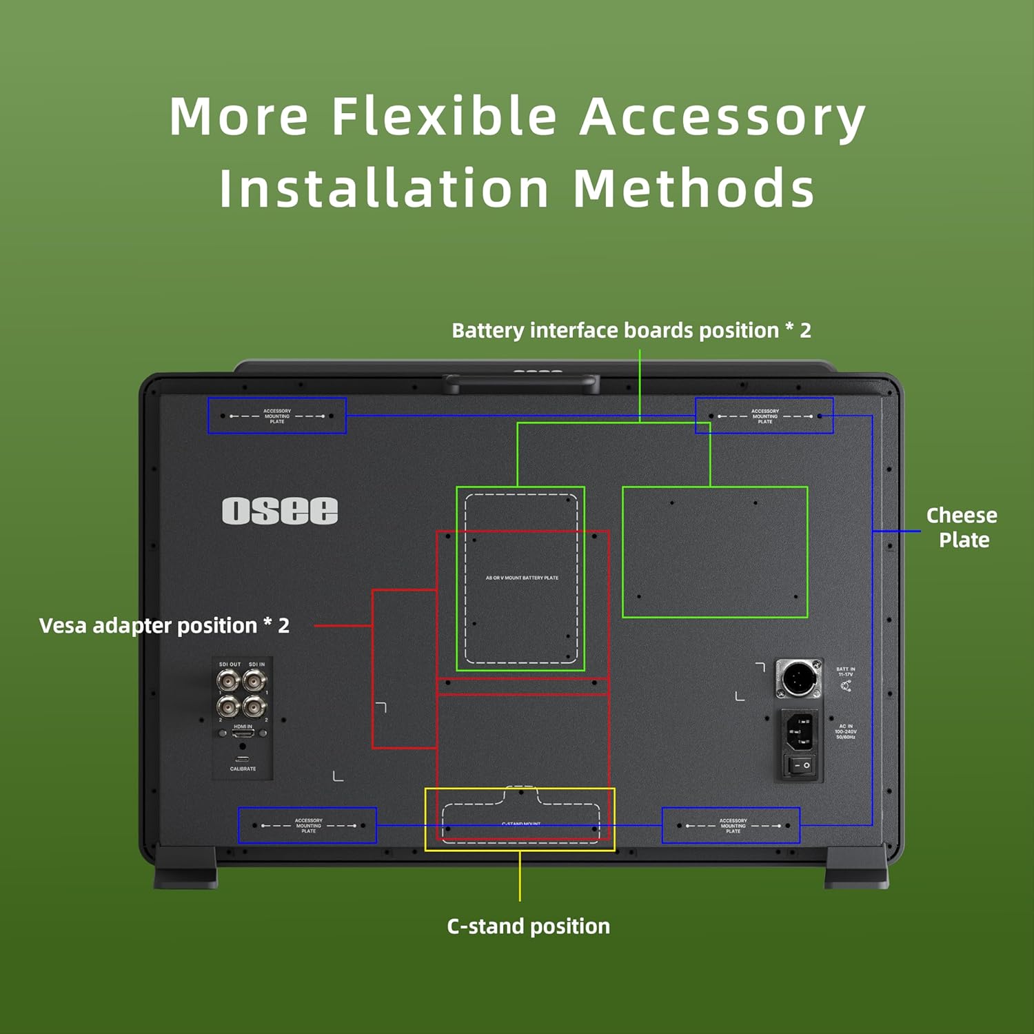 osee Mega 22S 22inch Ultra Bright HDR Field Production Monitor VMKit with Sunhood Battery Plate Cstand Adapter Custom Foam Mold