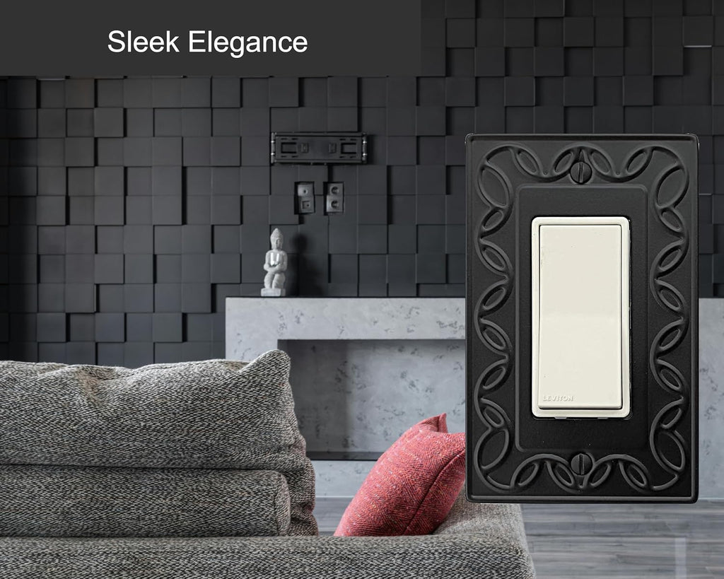 Single Decorator Light Switch Cover NovaBloom Metal Wall Plate, 4-Pack Black 1 Gang Single Rocker, for Receptacle Dimmer Switch Cover GFCI Outlet Decorative Wallplate, Durable