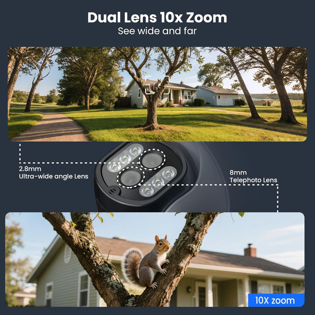 XMARTO 10X Zoom Security Camera, 2K HD 24/7 Recording Security Camera System with Auto Tracking, Wireless PTZ Home Security System for Indoor Outdoor Surveillance, Motion Detection, 2-Way Audio