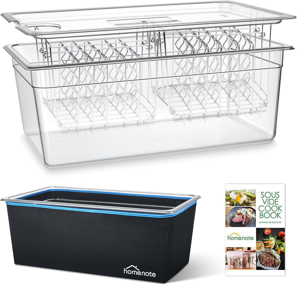 HOMENOTE Large Sous Vide Container 26 Quarts with Lid,Complete Sous Vide Accessories Kit BPA Free,Compatible with Anova and Most Sous Vide Cookers（Comes with 2 Sous Vide Racks and Insulating Sleeve）