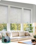 Yoolax Motorized Solar Shades, Flame Resistat Smart Blinds for Windows Motorized Roller Shades, Motorized Blinds Compatible with Alexa Custom Size (Solar-5% Openness White)