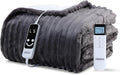 Heated Blanket Electric Blanket 50"x60", Soft Flannel Sherpa Electric Throw with 5 Heating Level & 12 Times Setting, Heated Throw with Overheating Protection, Machine Washable (Grey)