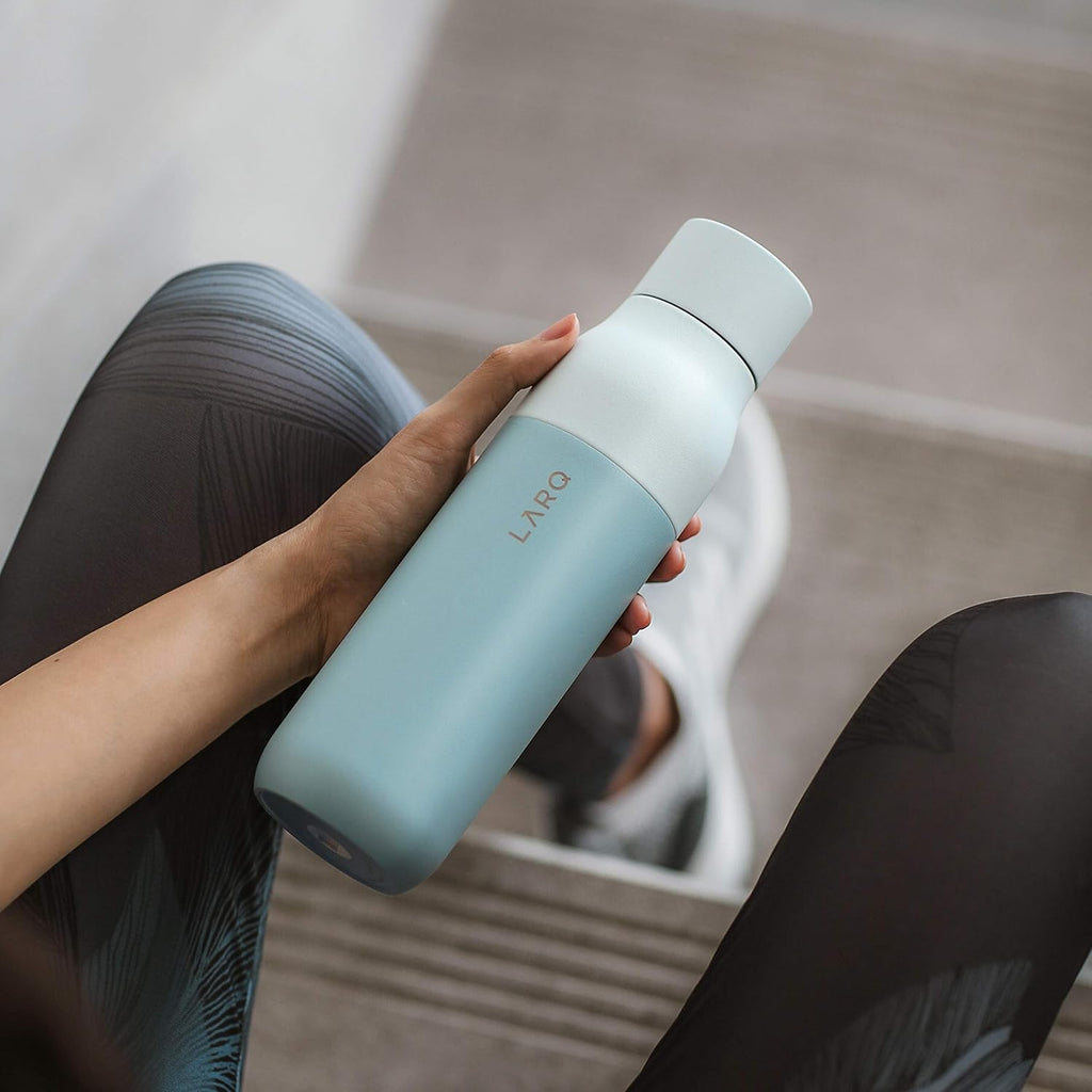 LARQ Bottle PureVis 17 oz - Self-Cleaning and Insulated Stainless Steel Water Bottle with UV Water Purifier and Award-winning Design | Reusable & Travel Friendly, Seaside Mint