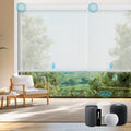 SmartWings Motorized Smart Roller Shades in Light Filtering, Electric Blinds with Remote for Windows Compatible with Alexa/Google Home/Homekit, Customized, 3% Openness Aventus White