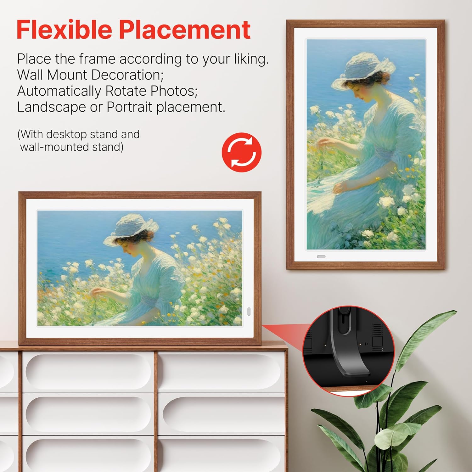 Uhale 21.5" Large Digital Picture Frame with Remote Control, 1920 x 1080 FHD IPS Display Wood WiFi Photo Frames 64GB, Wall Mounted, Auto Rotate, Support USB and SD Card, Instantly Share Photos Videos