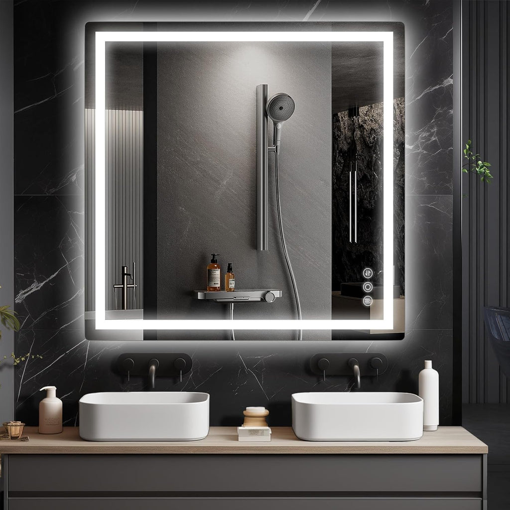 36"x 36" Bathroom Mirror for Over Sink, Anti-Fog LED Bathroom Mirror with Lights, Memory 3 Colors Modes & Dimmable Bathroom Vanity Mirror