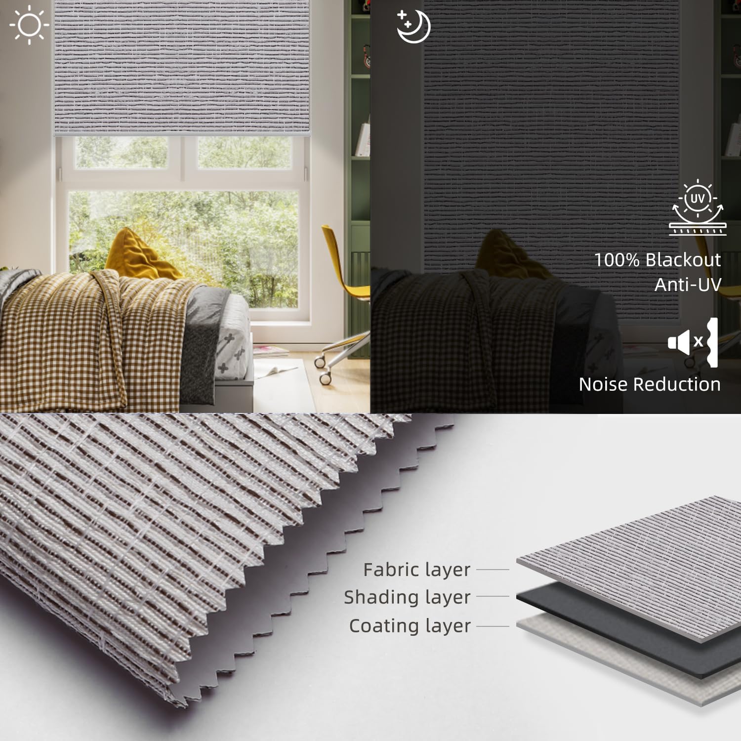 SmartWings Motorized Roller Shades Work with Homekit, Alexa Google, 100% Blackout Smart Blinds for Windows, Cordless Remote Control Window Shades, Safari Rock Grey, Customized Size
